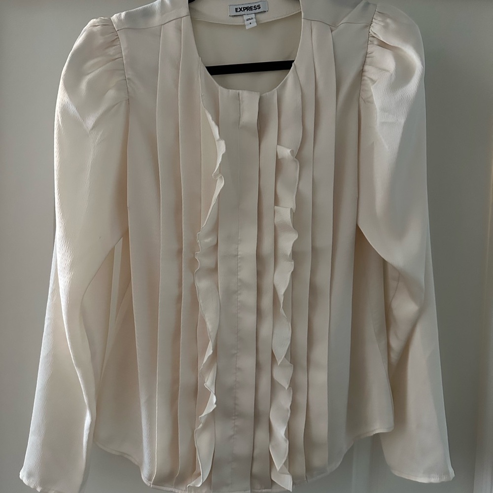 Express Cream Ruffle Blouse